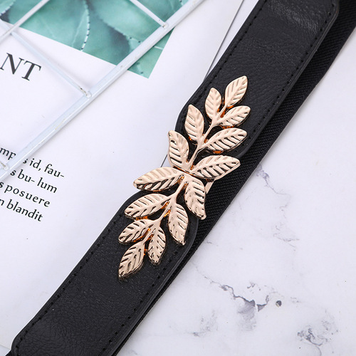 Wholesale Fashion Women's Stretchable Fine Waist Seal Elastic Decorated Belt with Hooks for Down Jackets and Dresses