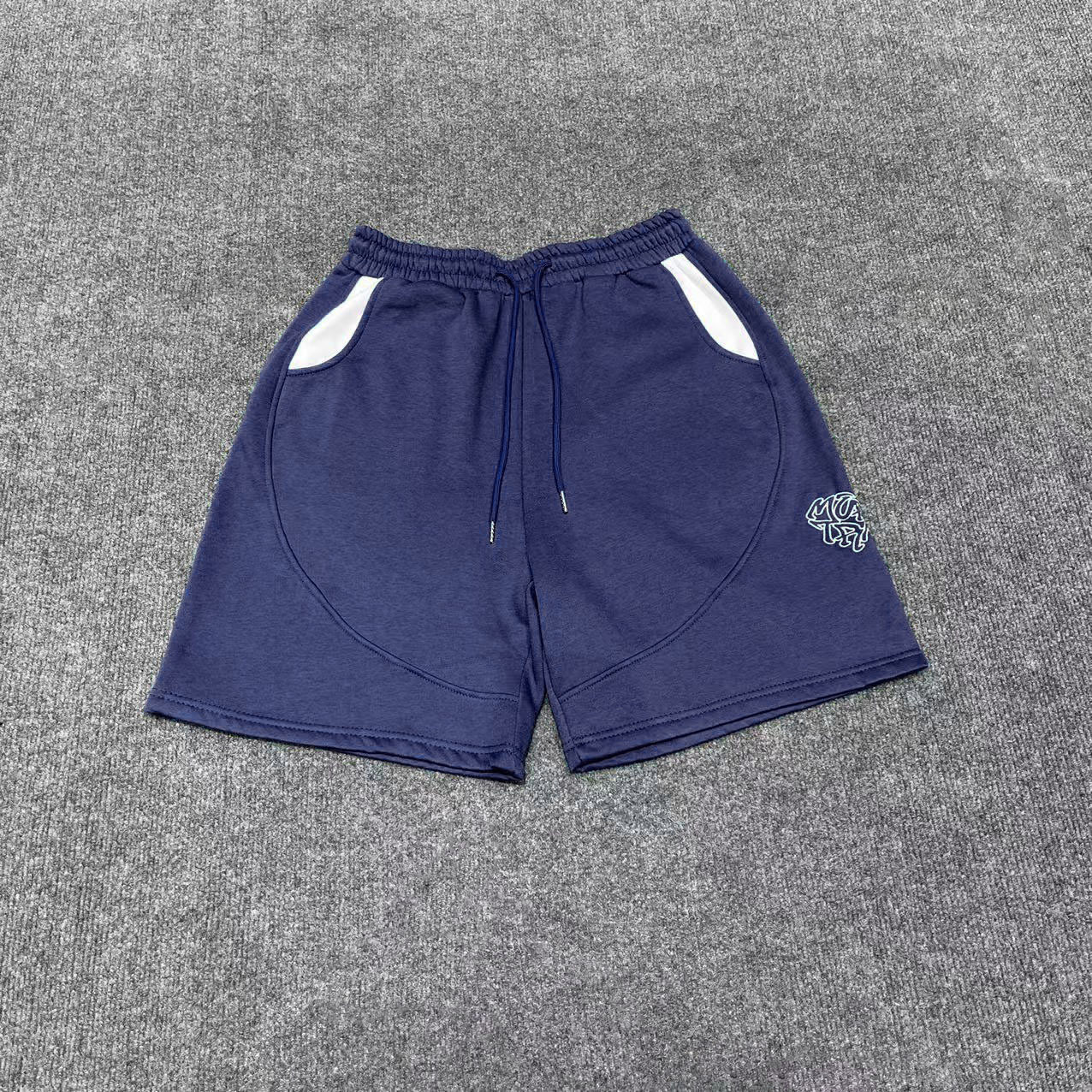 Mertra Sweat Shorts Loose Fleece Embroidered Navy