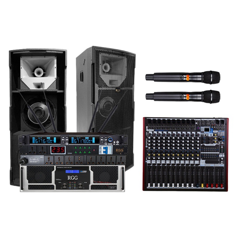 Sistema de Altavoces Profesionales de Tres Vías de Alto Rendimiento para Exteriores, Resistentes al Agua, de 1300 W de Alta Fidelidad, con Dos Altavoces de 15 Pulgadas