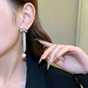 Silver needle, crystal with bow, earrings from pearl, silver 925 sample, internet celebrity