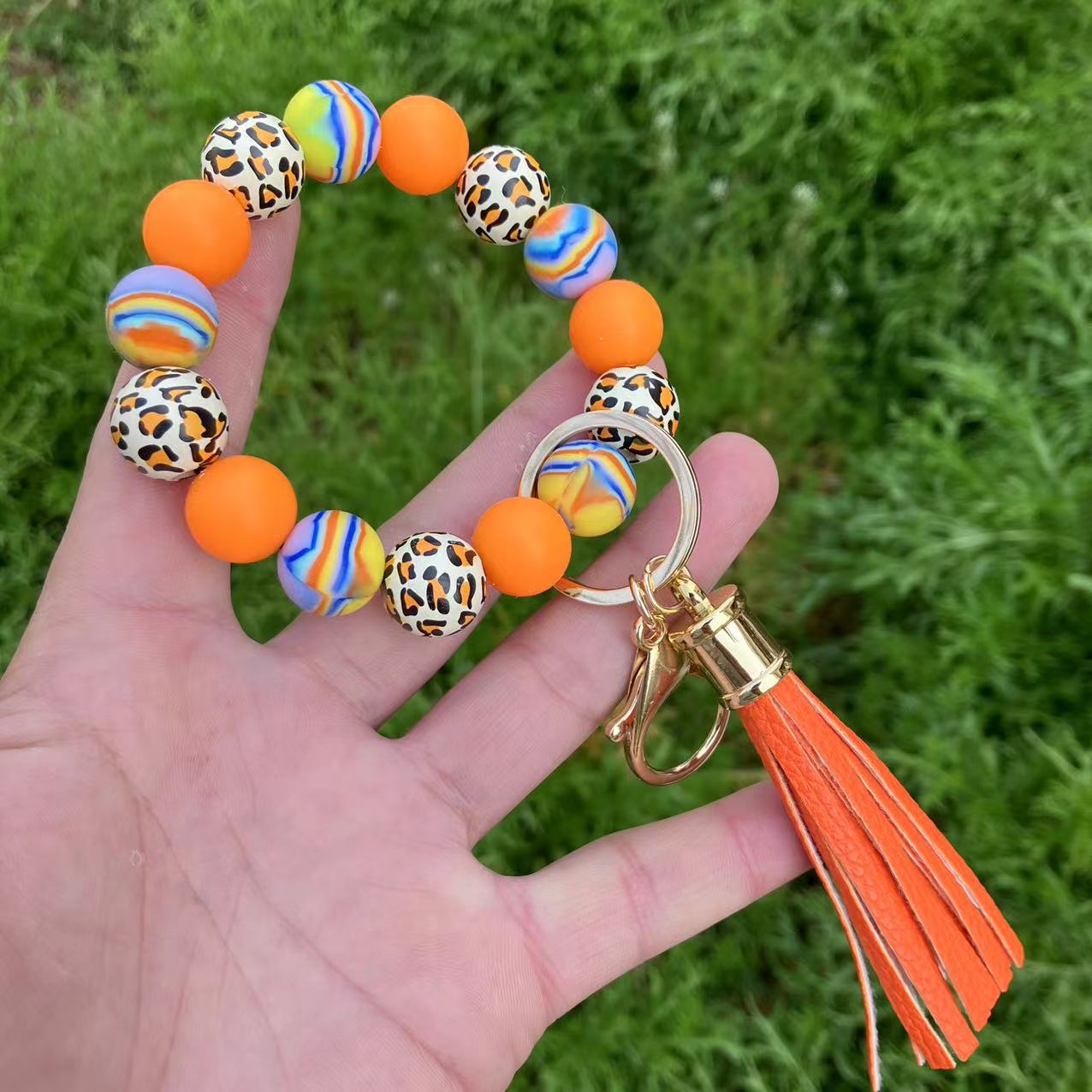 50g Weight Bracelets, Keychain Classification 1 Piece Quantity Holiday, Daily Occasion Silica Gel Material Color Block Pattern Casual, Vacation Style 1 Piece Casual Vacation Color Block Silica Gel Bracelets Keychain 7