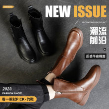 英伦风平底马丁靴女秋冬新款流苏复古中筒靴显瘦休闲骑士靴