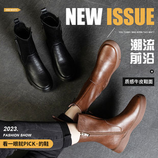 British Style Flat Bottom Martin Boots Women's Autumn and Winter 2025 New Tassel Retro Mid-Boots Slimming Casual Knight Boots