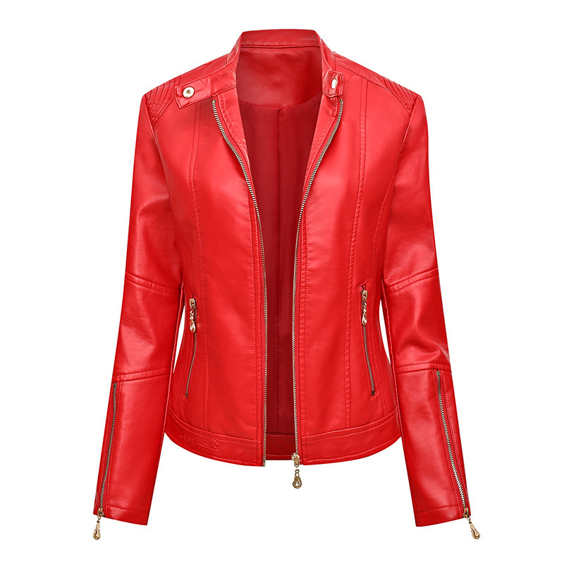 Cross-border new slim-fit women's leather clothing factory