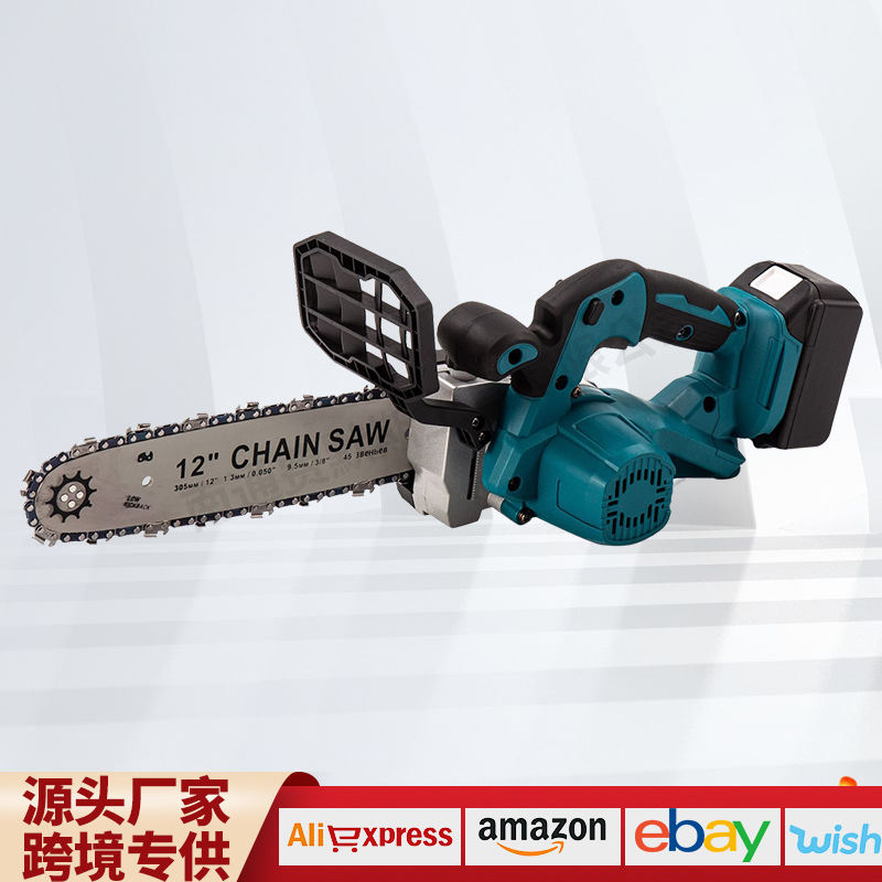 电锯家用小型手持大功率充电式电链锯锯树伐木神器户外专用锂电
