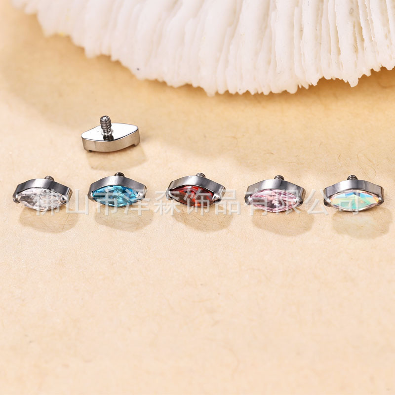 F136 Titanium Alloy Ear Piercing Jewelry Marquise CZ Ear Bone Stud G23 Titanium Zircon Lip Stud Body Jewelry detail image 9