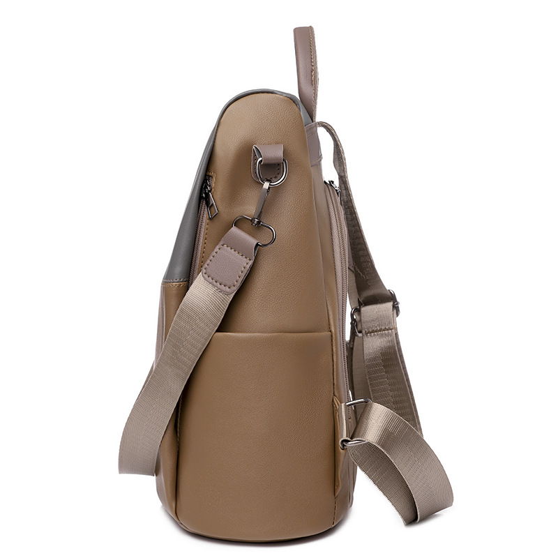 Mochila antirrobo para mujer 2024 verano nuevo estilo casual PU mochila de viaje de gran capacidad moda color de contraste mochila escolar para estudiantes