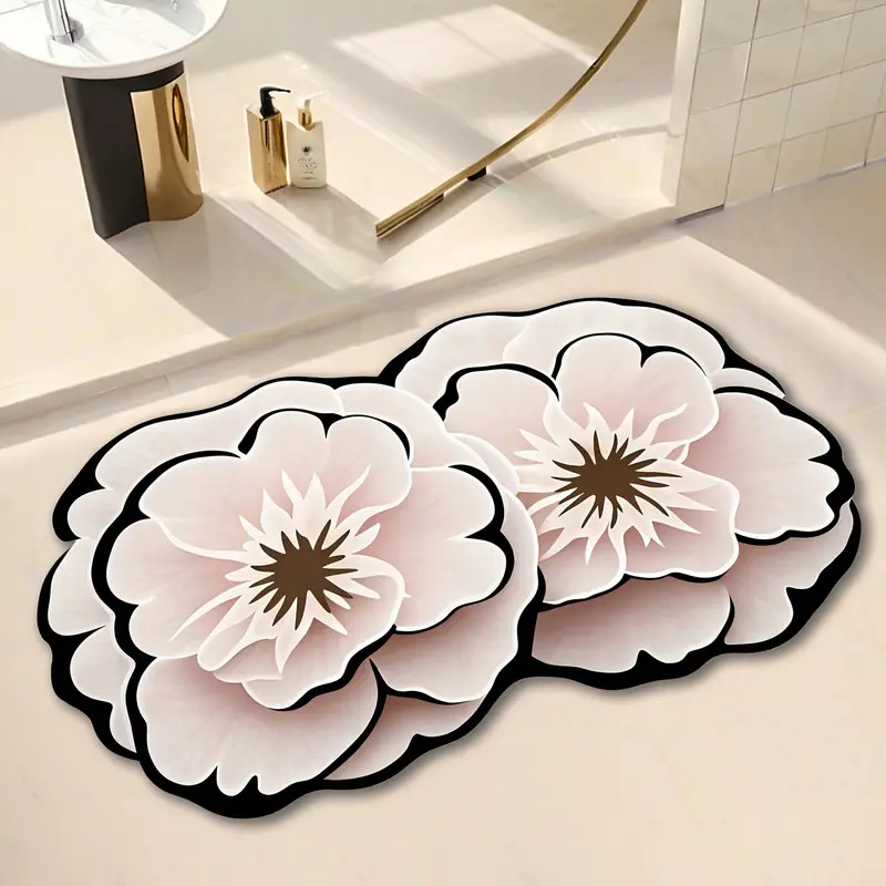 3d blommig diatomit badrumsmatta halkfri absorberande_voghion.com