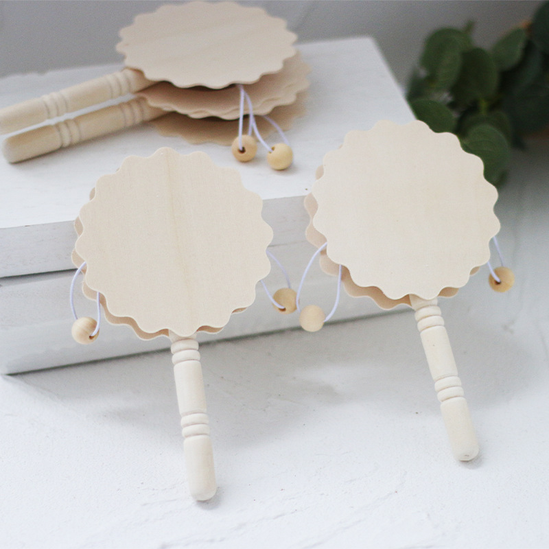 Wooden White Embryo Rattle Kindergarten Kidsren Handmade DIY Creative Art Materials Painting Graffiti Painting