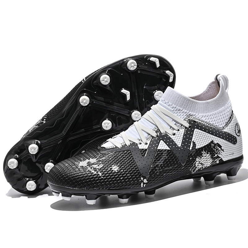 Zapatillas de Fútbol de Caña Alta de Cuero Sintético y TPU, Ligeras, para Césped Natural y Artificial