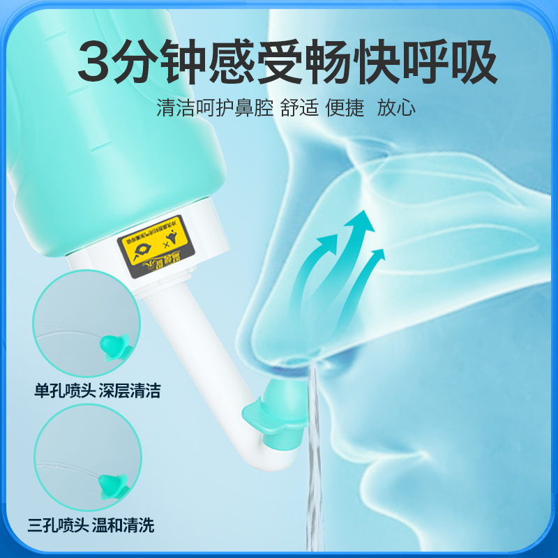 Careful Choice Nasal Rinse Device: New Adjustable Rotating Elbow, Silicone, with 3- or 1-Port Nozzles—Portable Nasal Irrigator