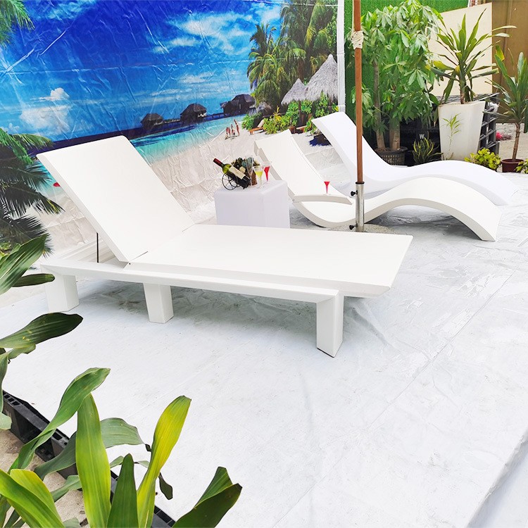 Transfronterizos venta caliente al aire libre cama de reclinación hotel al aire libre ocio alojamiento residencial piscina sillón de playa de plástico silla de relajación