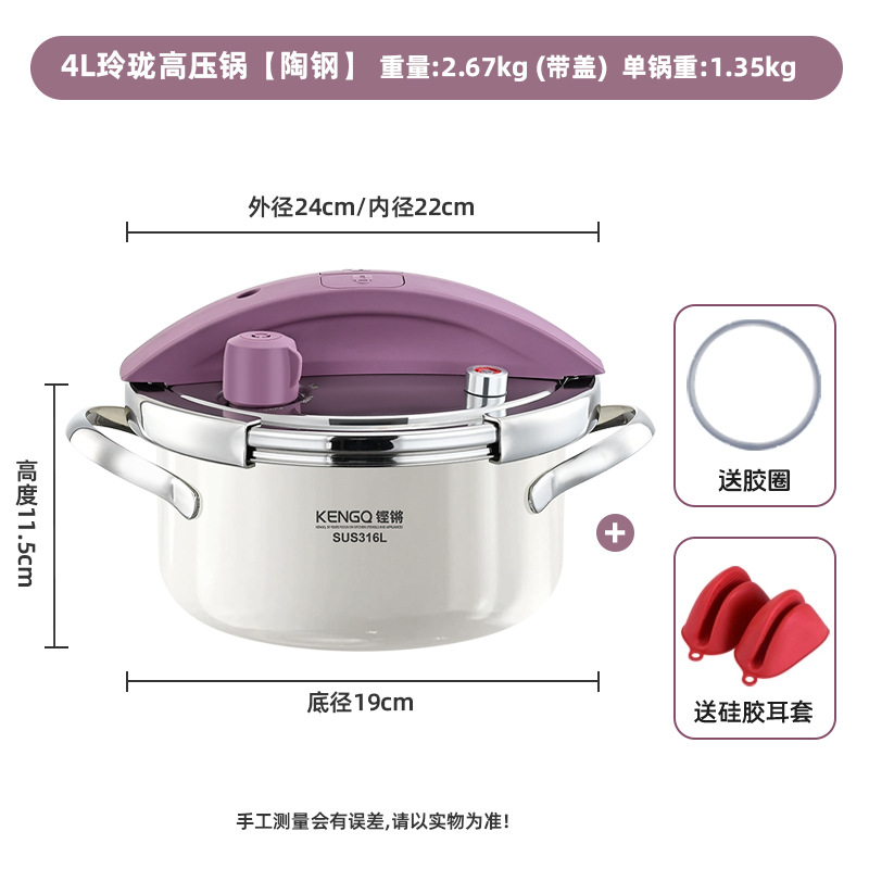 Mini olla a presión sonora 1-2 personas olla a presión pequeña olla a presión olla de sopa de micropresión gas 316 olla a presión a prueba de explosiones de acero inoxidable