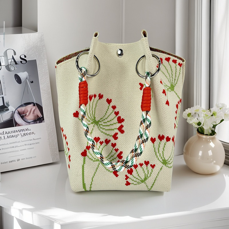 Nicho de diseño blanco y negro jersey jersey bolso de mano casual versátil gran capacidad bolso de mochila fábrica directa