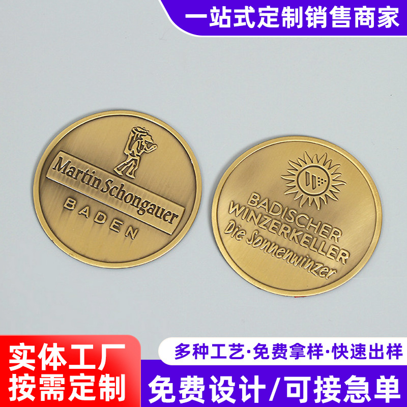 标牌厂家定制铭牌徽章金属仿古铜圆形logo锌合金铸压标志牌定做