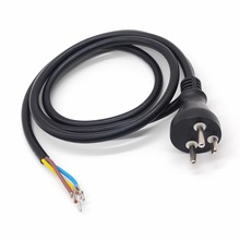 厂家供应 丹麦插头电源线 16A丹麦电源线插头 3*1.5平方2米黑色