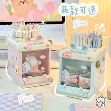 网红盲盒笔筒娃娃机学生桌面办公笔筒创意玩具公仔手办收纳展示盒