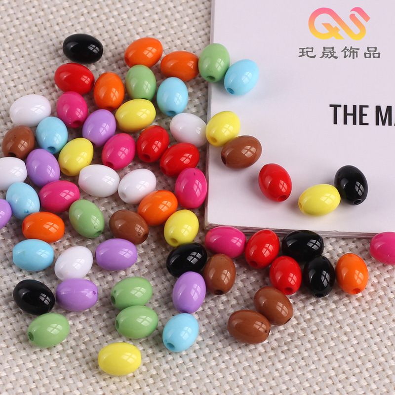 Rainbow Solid Color Perforated Oval Beads DIY Small Egg Beads Mobile Phone Chain Bracelet Necklace Acrylic Jewelry Accessories Rainbow Solid Color Perforated Oval Beads DIY Small Egg Beads Mobile Phone Chain Bracelet Necklace Acrylic Jewelry Accessories