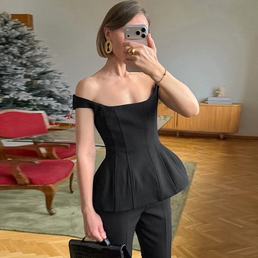 2026 New Fashion Sexy One-Shoulder Waist-Cinching Ruffle Top for Women, Elegant French-Style Sleeveless Vest