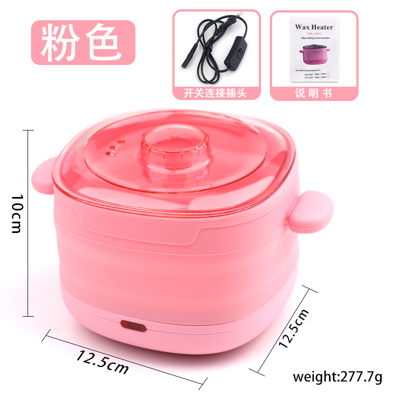 Mini máquina de terapia de cera olla de cera de silicona plegable olla antiadherente resistente a altas temperaturas fácil de limpiar máquina de fusión de cera de temperatura constante integrada