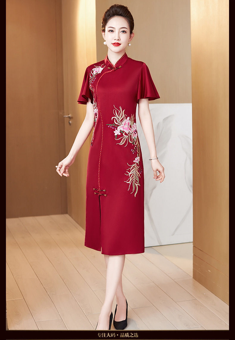 F9096 2100K VÁY ĐẦM LIỀN THÂN NỮ DONREOC NGẮN TAY MÙA HÈ TRUNG NIÊN DÙNG TRONG LỄ CƯỚI THÊU HỌA TIẾT HOA THỜI TRANG NỮ G05 SẢN PHẨM MỚI
