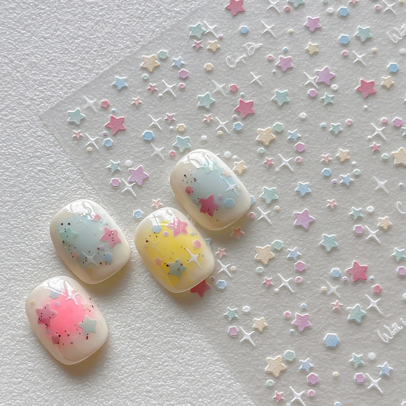 Yitu Summer Dopamine Star Nail Stickers Cute Four-Pointed Star Nail Stickers Girl's Style Nail Accessories YT9117 Yitu Summer Dopamine Star Nail Stickers Cute Four-Pointed Star Nail Stickers Girl's Style Nail Accessories YT9117