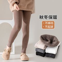2023冬款韓版高腰陽離子蜂窩腰保暖九分褲豎條抗起球羊羔絨打底褲