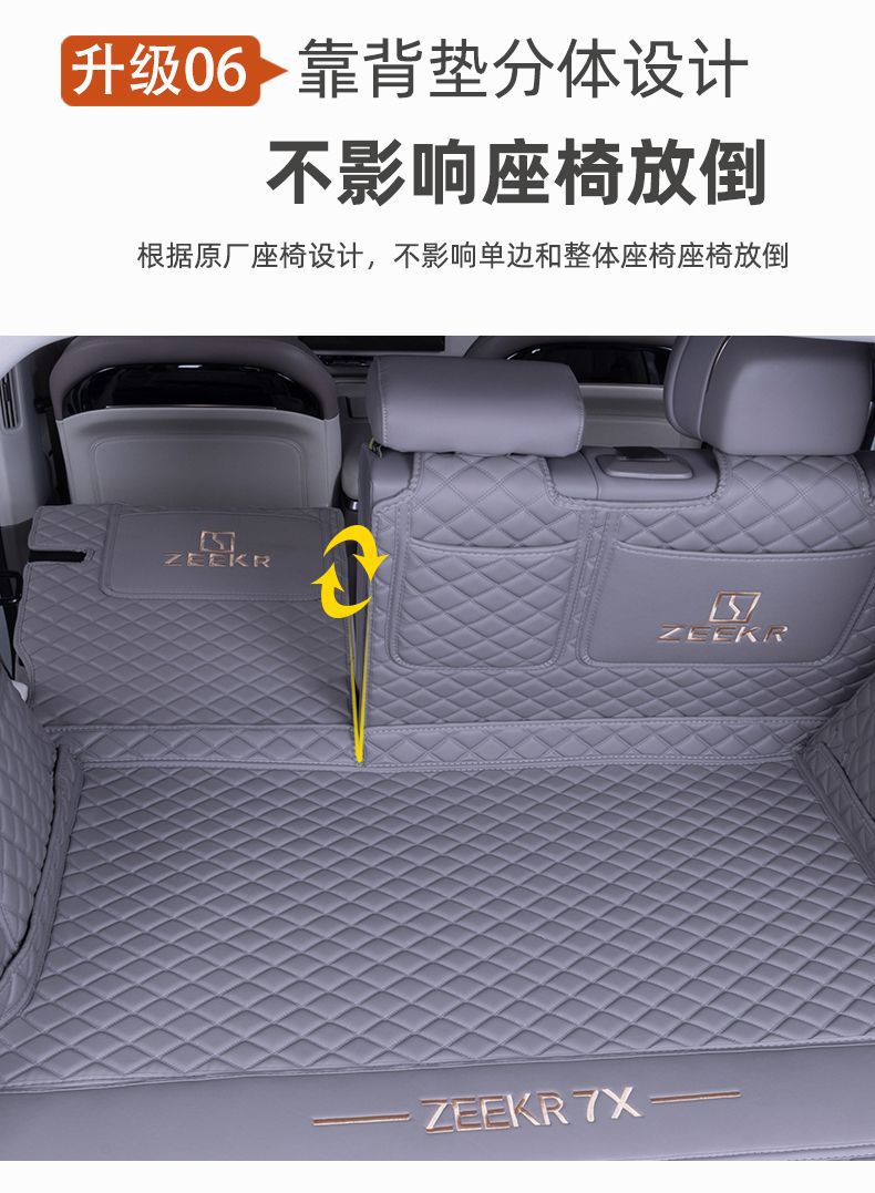 Suitable for Zeekr 7X Trunk Mat, Full Coverage for 25 Models of Zeekr 7X Rear-Wheel Drive and Four-Wheel Drive Cars, Decorative Trunk Mat