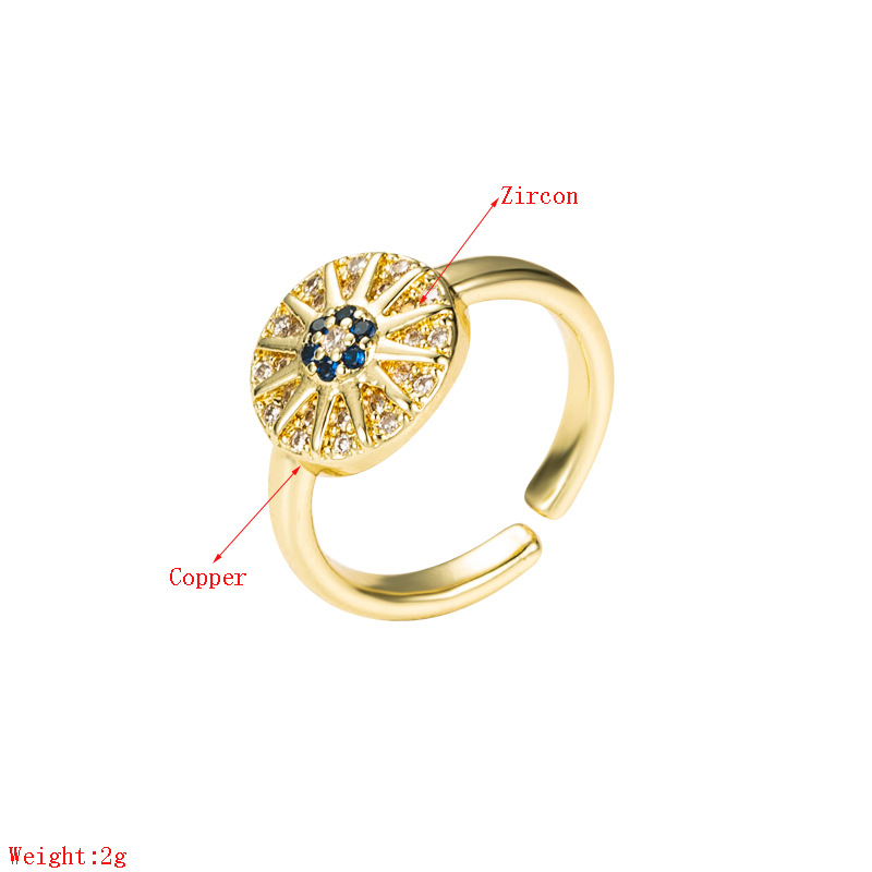 fashion copper micro-inlaid lucky devilu0027s eye open ring