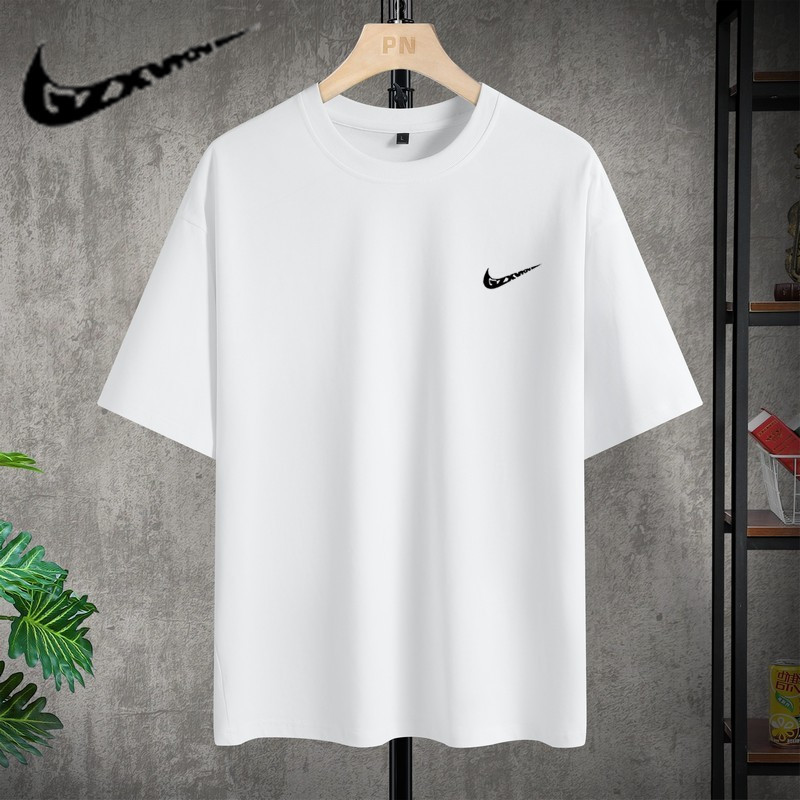Men's 2025 Summer Short-Sleeved T-Shirts for Men and Women, Loose Trendy Brand T-Shirts, Pure Color Round Neck, Heavy Couple T-Shirt Tops