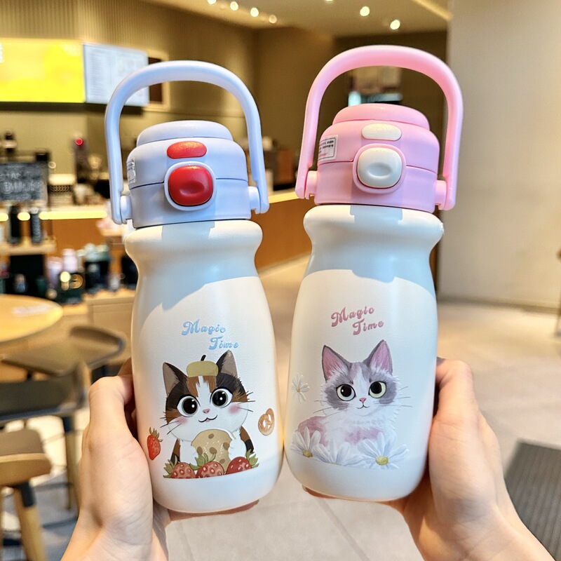 高颜值卡通小奶狗儿童保温杯316不锈钢一杯双饮女生水杯可爱便携|undefined