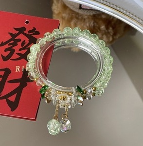 S015-Pulsera de flores frescas verdes#tamaño 172