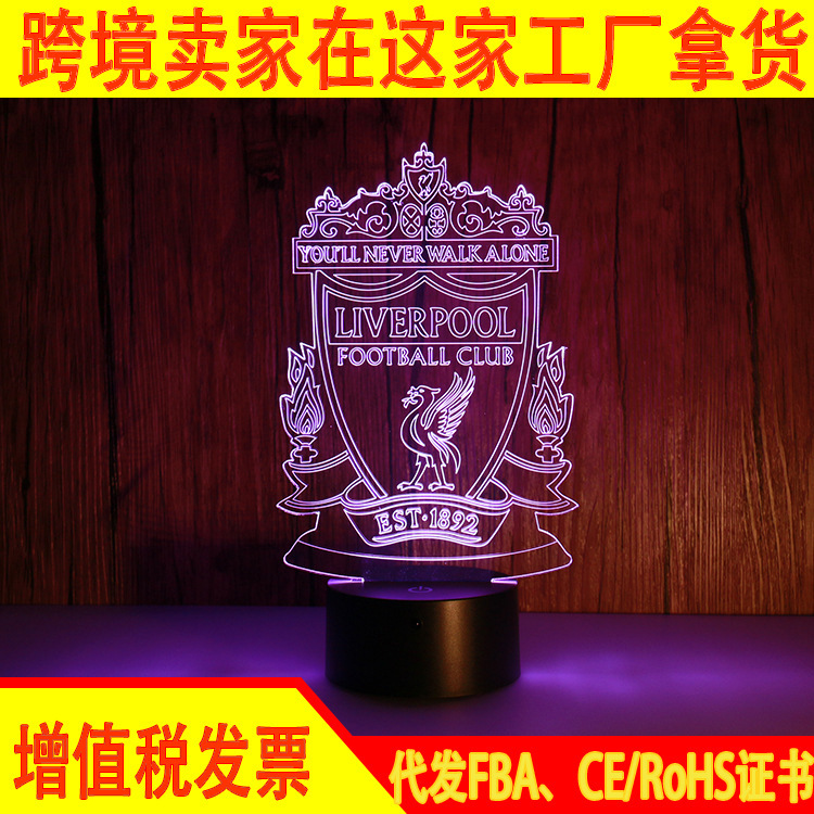 Liverpool World Cup Football Creative 3D Night Light for Nighttime Use, Cross-Border USB Color-Changing Led Light-Up Ornament