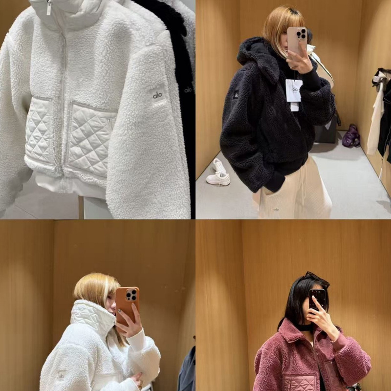 Al* European and American Cross-Border Authentic Version Lamb Wool Short Versatile Warm Sports Stand Collar Zipper Jacket Al* European and American Cross-Border Authentic Version Lamb Wool Short Versatile Warm Sports Stand Collar Zipper Jacket