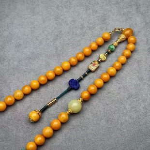 S925 Silver Thick Plated 18K Accessories Natural Russian Old Honey Necklace Round Bead Sweater Chain DIY Bead Necklace Factory Batch