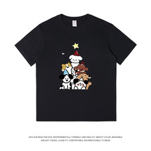 三海鲸原宿风新款纯棉短袖t恤男夏季潮牌ins宽松圆领情侣装上衣女