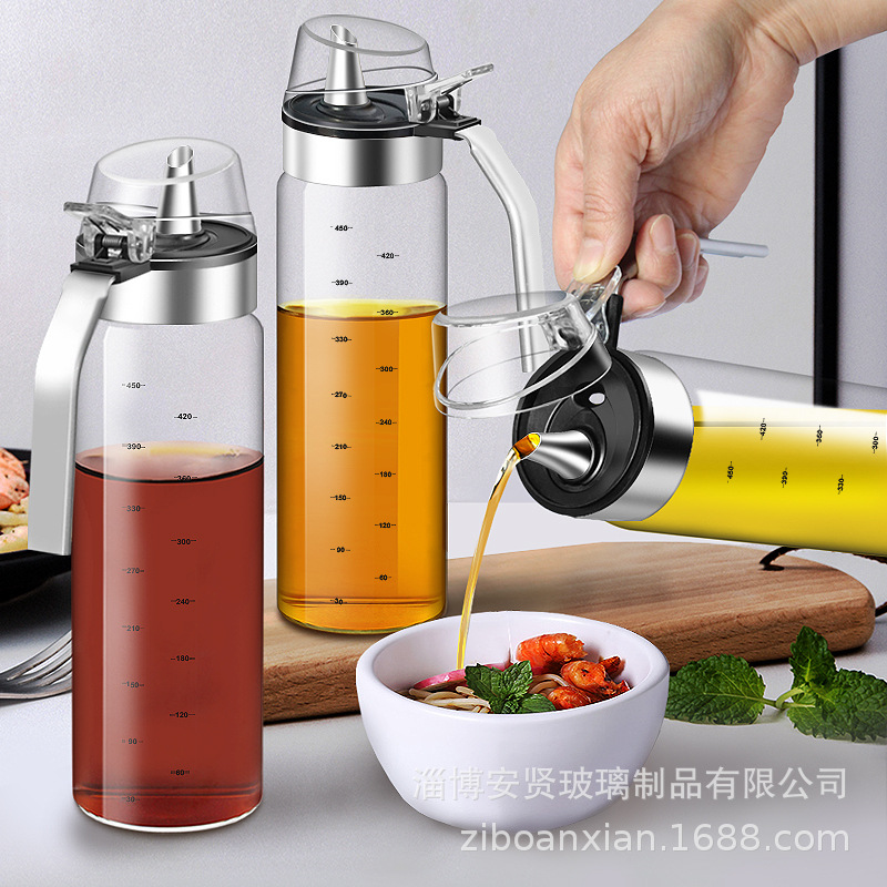 Olla de aceite de vidrio botella de aceite resistente al calor tanque de aceite resistente a altas temperaturas hogar salsa grande y olla de vinagre botella de condimento a prueba de fugas cocina de gran capacidad