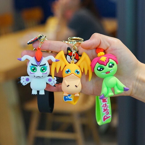 New Style Keychain for Women, Cute Digimon Car Hook Decorative Doll Machine Student Schoolbag Accessory Key Ring Wholesale