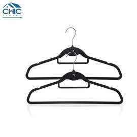 白色轻奢挂联购双位晾衣架可旋转钩子加厚防滑无痕植绒衣可叠