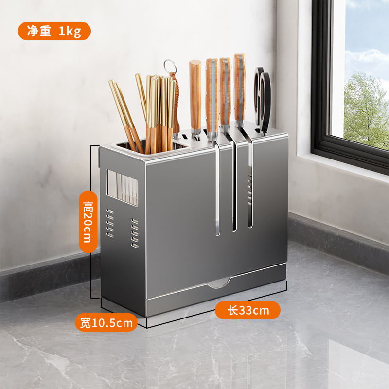 조리대 스테인레스 스틸 베벨 칼 홀더 싱글 컵 [건 그레이]