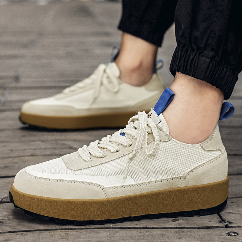 2025 New Flying Fabric Shoes Summer Breathable Men's Shoes Sports Casual Board Shoes Korean Style Trendy White Shoes