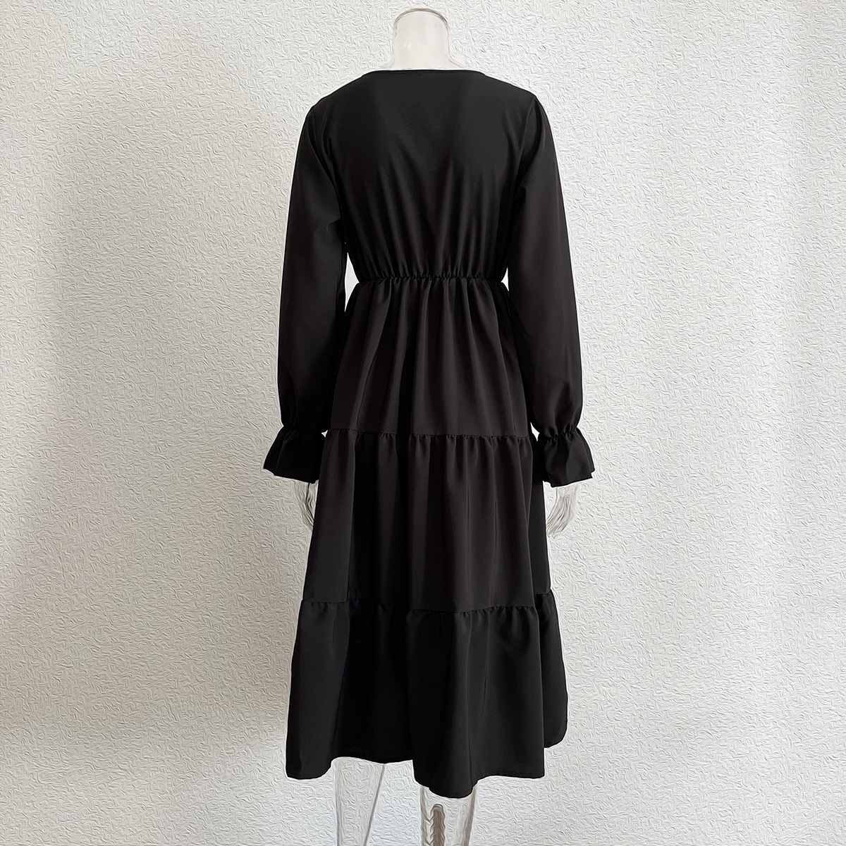 V neck Dress Flared Sleeves Long Sleeves Large Swing Dress Women Chiffon Summer Women Clothing