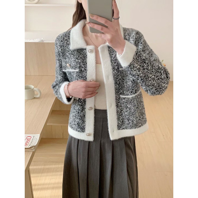 网红小香风灰色短外套女2025新款爆款高级感气质名媛短款开衫外搭