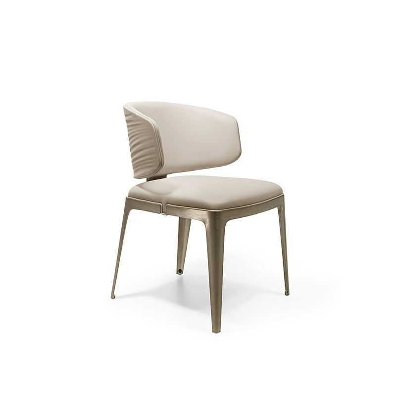 Italian lightweight luxury dining chair, minimalist designer high-end stainless steel restaurant hotel creative wabi-sabi style negotiation chair