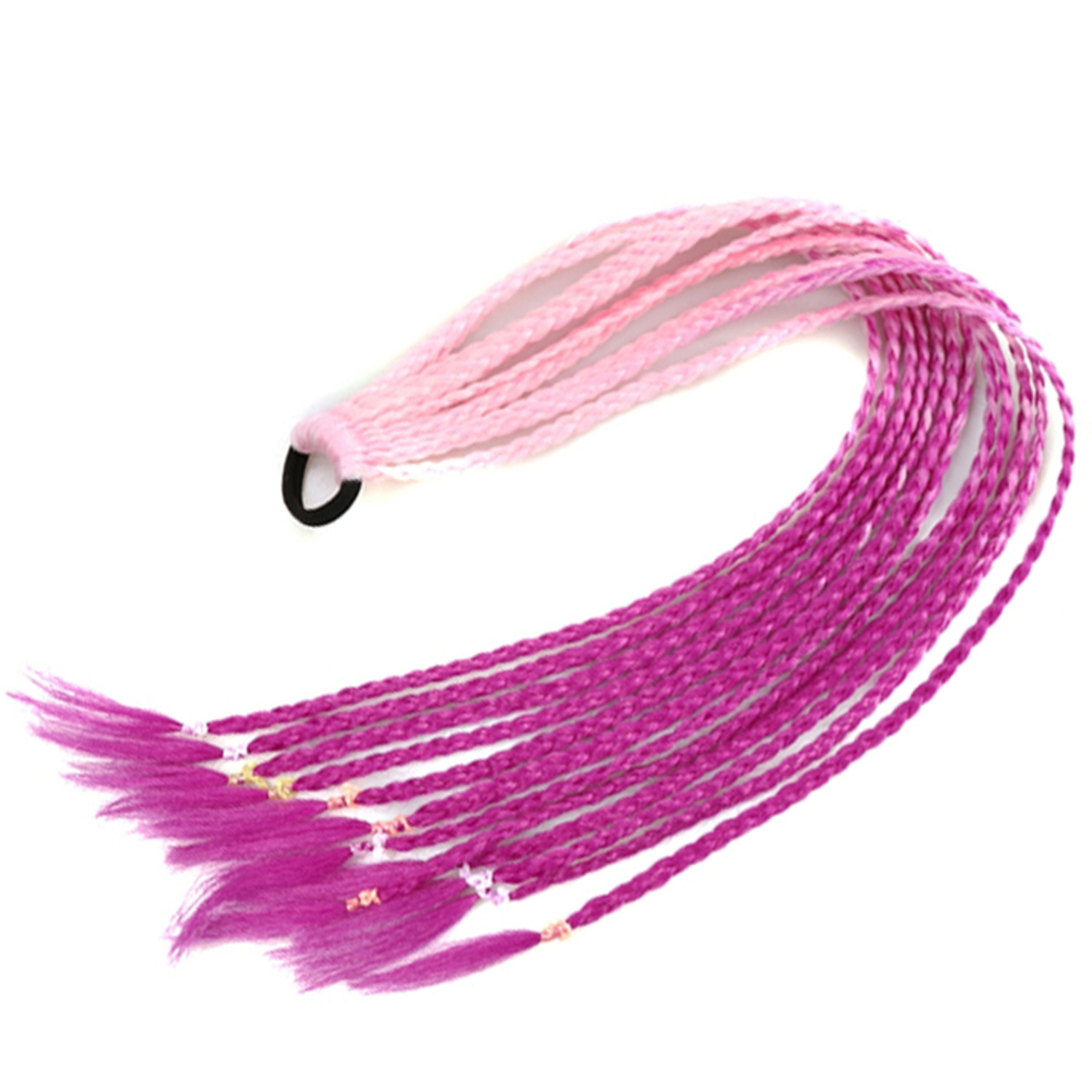 Trenzas de color de tres hebras de cola de caballo de tela de alta temperatura de seda sucia trenzas de cabello tipo peluca