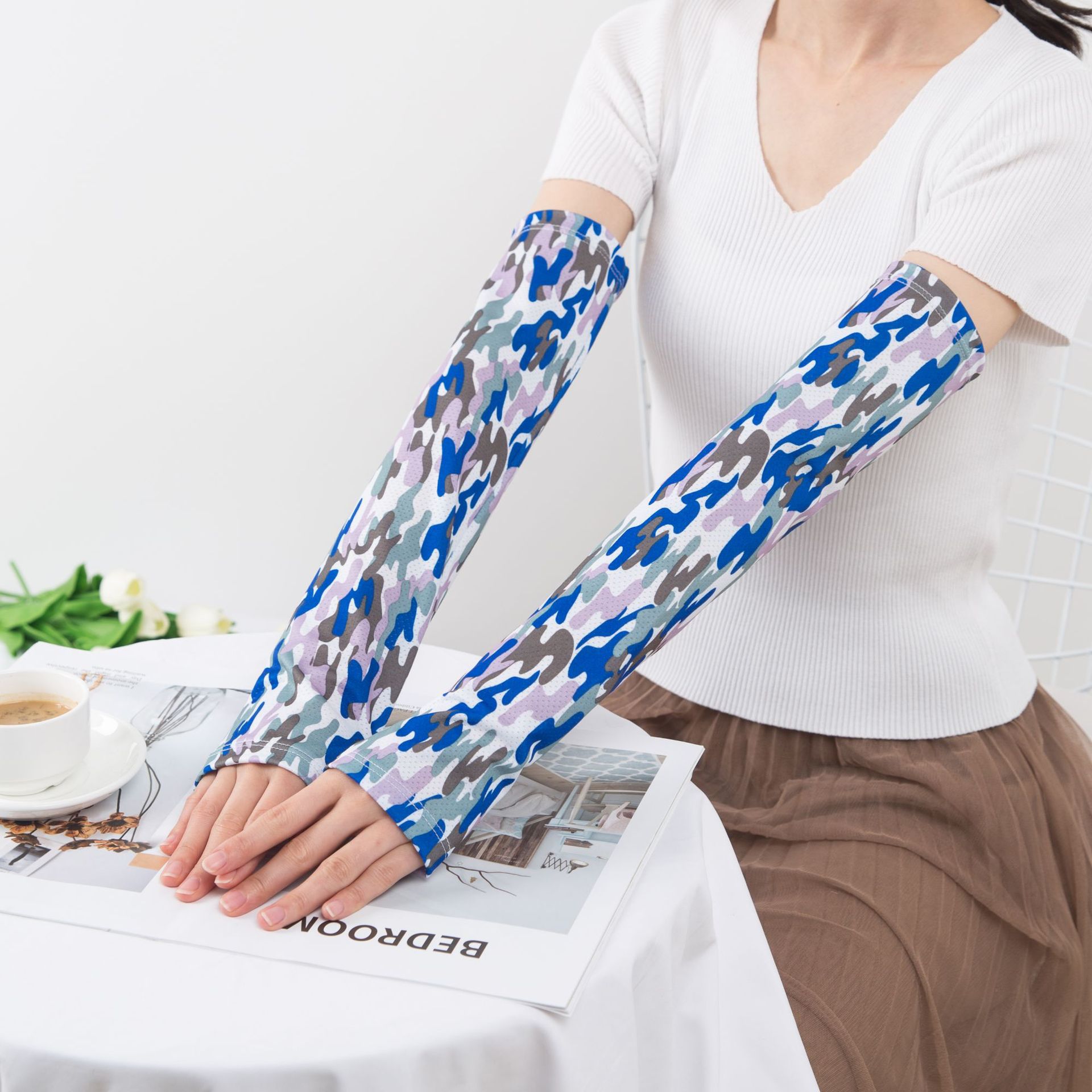 冰夏季防晒女男袖套紫外线护臂手臂套袖冰丝夏天袖子手套薄款开车