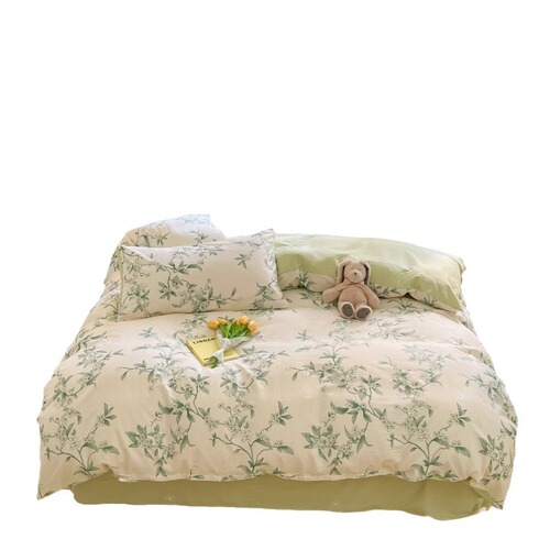 2024 New 100% Cotton Printed Quilt Set for Dormitory - Twin Size Bedding Set with Sheet, Pillowcase, and Duvet Cover