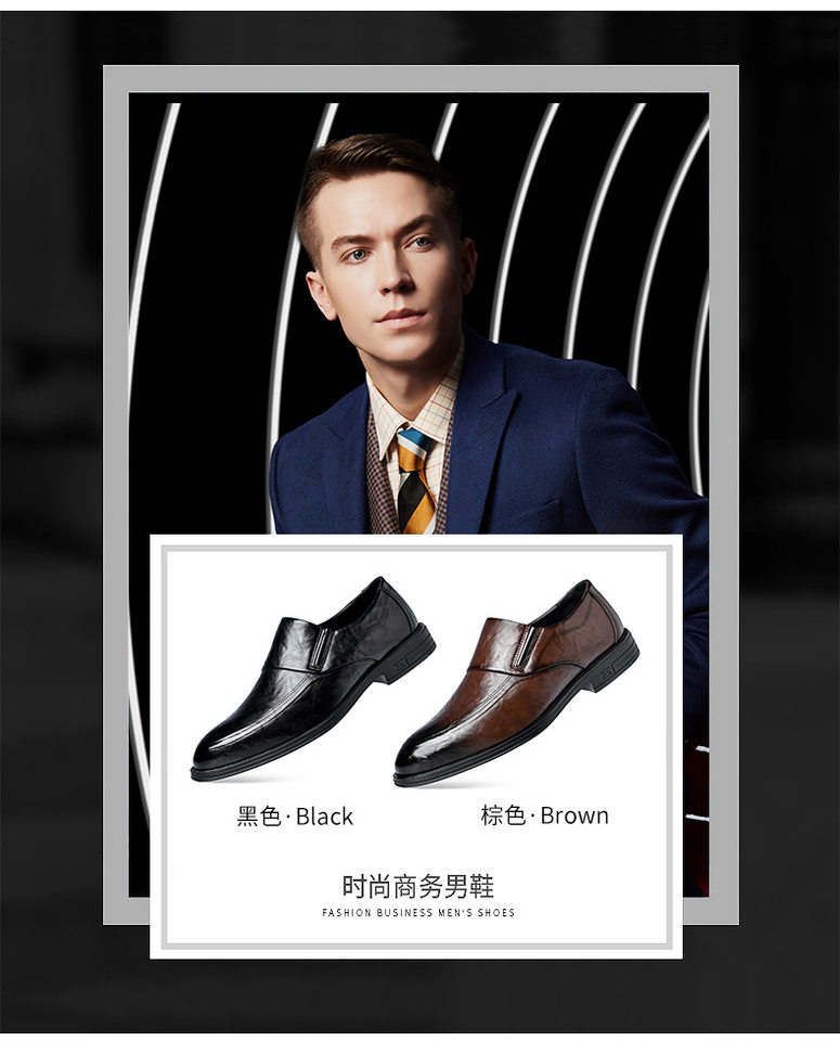 Giày da nam công sở mũi nhọn thủ công, giày lười da sang trọng đi làm — z1368 nâu, z1368 đen chi tiết 5