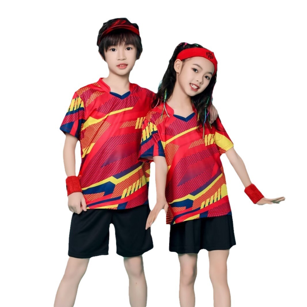 Wholesale high quality ice silk badminton row tennis children's table tennis training clothes custom printing a generation of hair