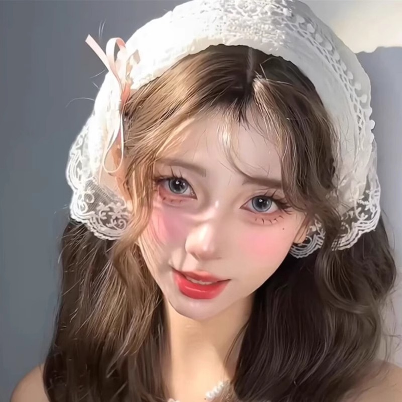 Zhao Zhaoyi el mismo pañuelo de punto para viajar dulces pañuelos de triángulo de viento idílico en línea caliente correa de cabello tocado cuadrado